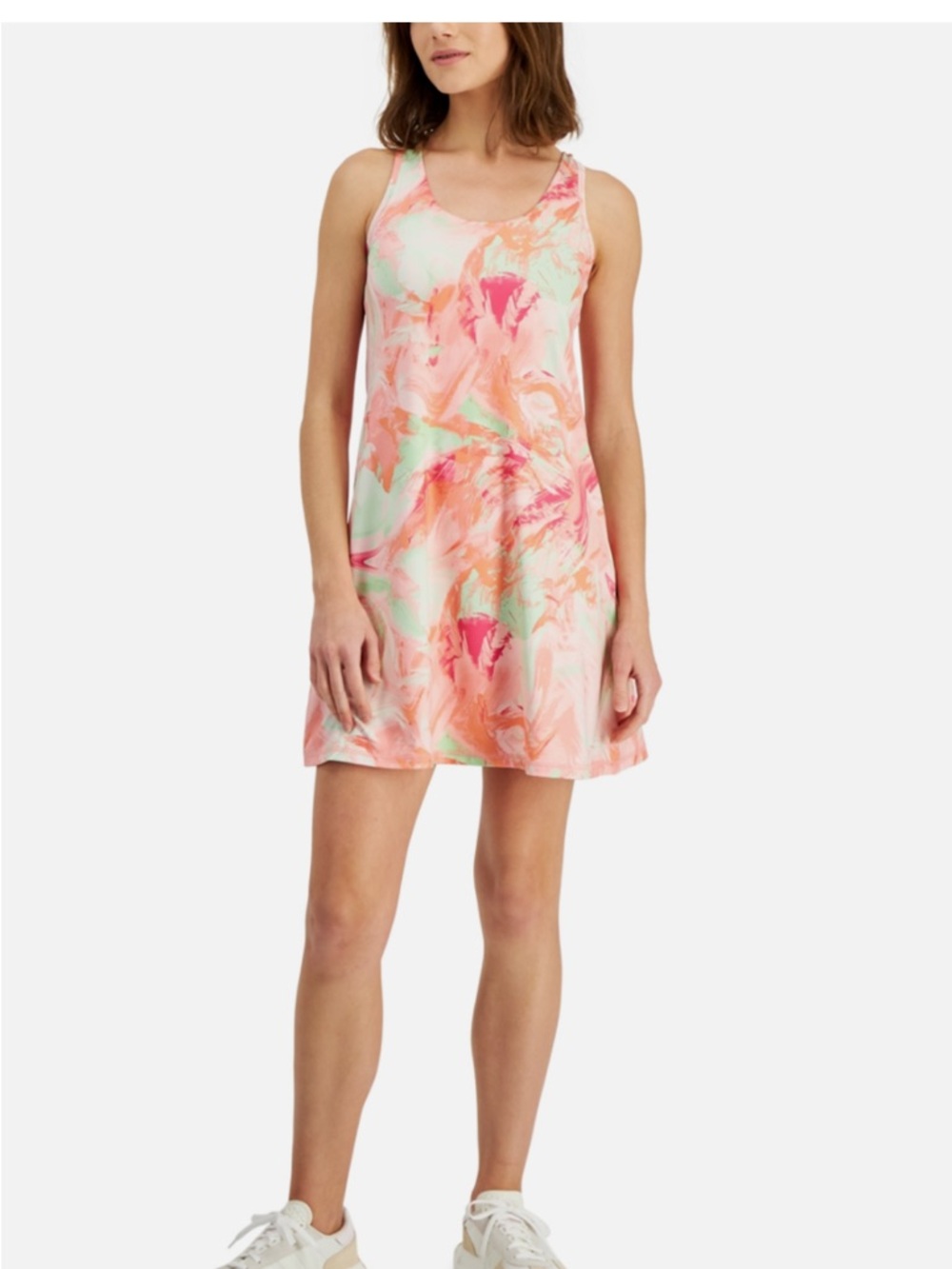 Ideology Pink Coral Mint Marble Print Sporty Dress